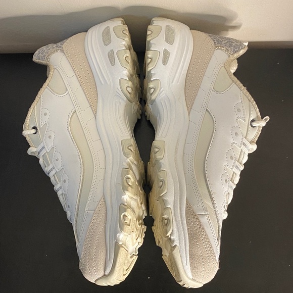 Skechers D’Lites women 10 white/silver multi colorway leather + mesh Upper - Picture 2 of 6
